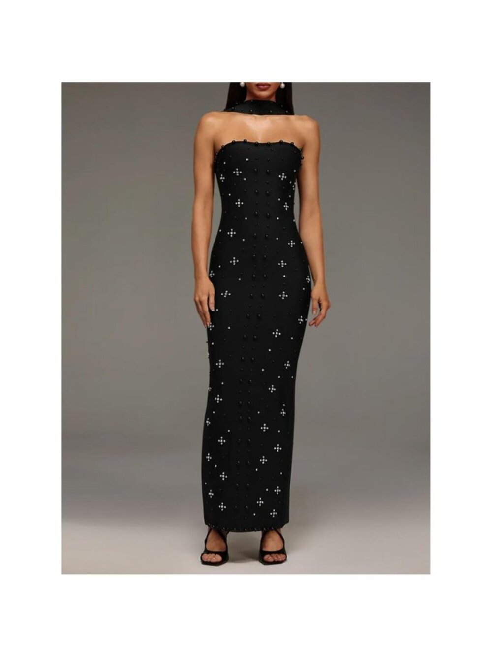 Rhinestone Tube Bodycon Maxi Dress